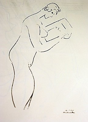 EXTREMELY RARE ORIGINAL LITHOGRAPH BY ARTIST HENRI: LITHOGRAPH IN THE MANNER OF HENRI MATISSE, BEARING THE SIGNATURE TITLED "NU DE PROFIL, FIGURE LISANT", CIRCA 1914. Matisse’s discovery of his true profession came about in an unusual manner. Followi