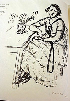 EXTREMELY RARE ORIGINAL LITHOGRAPH BY ARTIST HENRI: LITHOGRAPH IN THE MANNER OF HENRI MATISSE, BEARING THE SIGNATURE IN A LIMITED EDITION TITLED "LA ROBE JAUNE, RUBANS NOIRS", CIRCA 1922. Matisse’s discovery of his true profession came about in an un