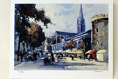 Limited Edition " Scene de Village " by Cortes.: Limited Edition attributed to Edouard Cortès was born in Lagny, France on April 26, 1882. During his early lifetime, Paris was the center of the art world. Artist from across the globe traveled there