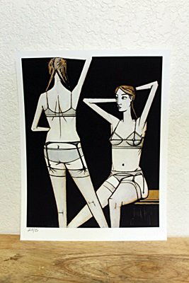 "Two Women" By Bernard Buffet.: Amazing Lithograph In The Manner Of Bernard Buffet. The French painter and graphic artist Bernard Buffet was born in Paris on July 10, 1929. The numerous self-portraits play an important role in his o
