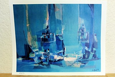 "The Balcony" By Mouly.: Unique Lithgraph In The Manner Of Marcel Mouly. Marcel Mouly, born in Paris in 1918, is heavily influenced by the work of Picasso, Matisse, and Braque. He studied painting at the French Academies and