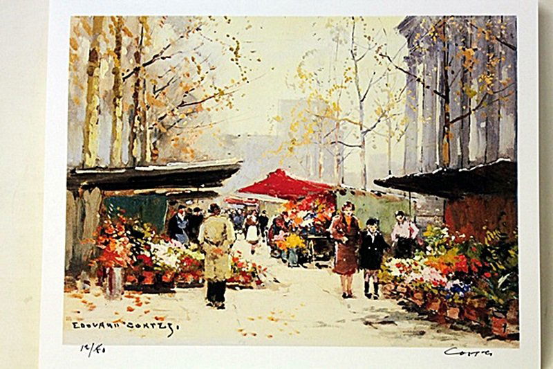 Limited Edition " Flower Seller At The Madeleine " by: Limited Edition in the manner of Edouard Cortès was born in Lagny, France on April 26, 1882. During his early lifetime, Paris was the center of the art world. Artist from across the globe traveled th