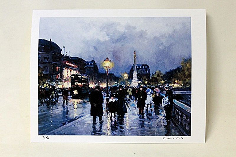 Limited Edition " Place du Chatelet " by Cortes.: Limited Edition in the manner of Edouard Cortès was born in Lagny, France on April 26, 1882. During his early lifetime, Paris was the center of the art world. Artist from across the globe traveled th
