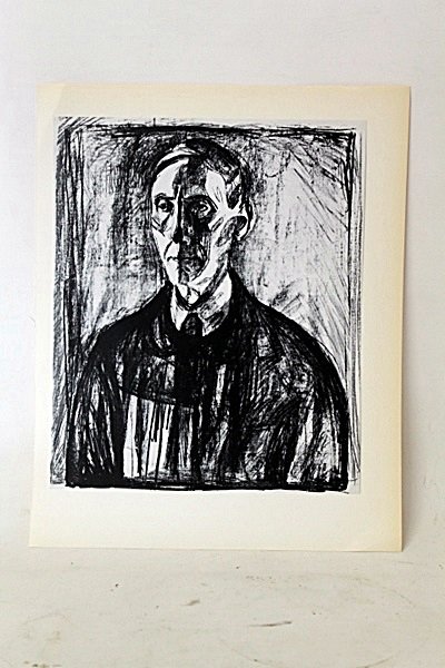 "Professor K.E. Schreiner" Original Lithograph By: Original Lithorgaph By Artist Munch. Painter Edvard Munch, born in 1863 in Löton, Norway, established a free-flowing, psychological-themed style all his own. His painting The Scream is one of the mos