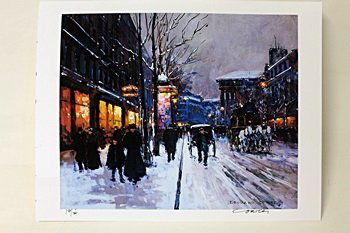 Limited Edition " Boulevard de la Madeleine, Winter I": Limited Edition attributed to Edouard Cortès was born in Lagny, France on April 26, 1882. During his early lifetime, Paris was the center of the art world. Artist from across the globe traveled there