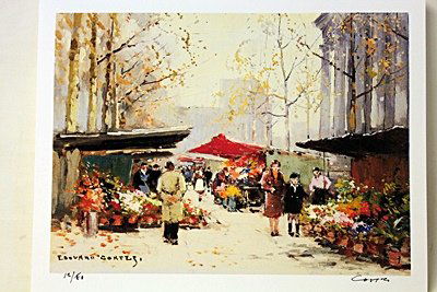 Limited Edition " Flower Seller At The Madeleine " by: Limited Edition attributed to Edouard Cortès was born in Lagny, France on April 26, 1882. During his early lifetime, Paris was the center of the art world. Artist from across the globe traveled there