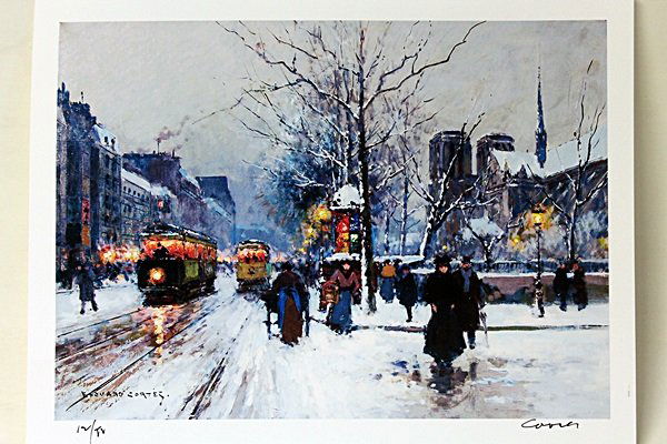 Limited Edition " Quai de Montebello, in Winter ": Limited Edition in the manner of Edouard Cortès was born in Lagny, France on April 26, 1882. During his early lifetime, Paris was the center of the art world. Artist from across the globe traveled th