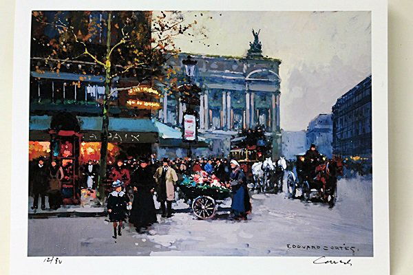 Limited Edition " Café de la Paix " by Cortes.: Limited Edition in the manner of Edouard Cortès was born in Lagny, France on April 26, 1882. During his early lifetime, Paris was the center of the art world. Artist from across the globe traveled th