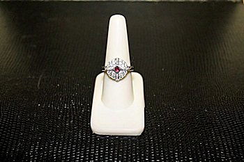 Very Fancy White Gold over Silver Golden White Spinel: Very Fancy White Gold over Silver Golden White Spinel & Ruby Ring. White Spinel approx 3 cts & Ruby approx 1 ct.