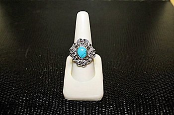 Unique Style Very Fancy White Gold over Silver: Unique Style Very Fancy White Gold over Silver Morganite & Nevada Blue Turquoise Ring. Morganite approx 5 cts & Nevada Blue Turquoise approx 5 cts.
