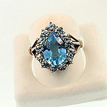 SILVER RING WITH BLUE TOPAZ AND BLUE ZIRCON: Stone : BLUE TOPAZ Metal : SILVER Cts: 2.50 Finish : POLISHED shape : PEAR Gmwt: 7.00 color : BLUE size:7 stone: BLUE ZIRCON cts:1.50