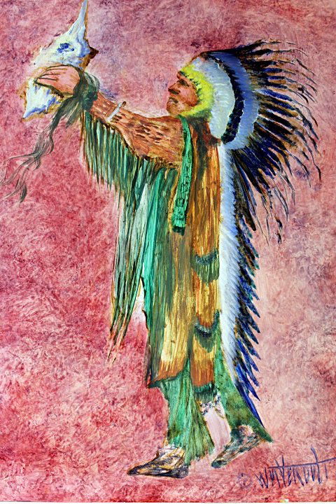 Chief - by William Verdult: Original William Verdult, "The Dutch Master" (1939---) "Chief" oil on paper approx. 22"x28". Circa 1970's Painting is in good condition, signed lower front. PROVENANCE: William Verdult Collection - 20