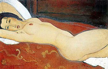 Reclining Nude Limited Editions-by Amadeo Modigliani: Lithograph 31" x 19" During the early 1900s in Paris, the Italianpainter and sculptor Amedeo Modigliani, (1884-1920), developed a unique style.