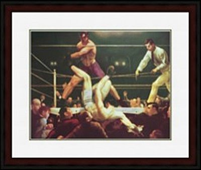 DEMPSEY AND FIRPO, 1922 BY George WESLEY BELLOWS: LITHOGRAPH, IMAGE SIZE: 24 1/4X18 3/4", FRAMED; 35X29 1/2"ALL ITEMS COME UNFRAMED, FRAMING AVAILABLE AT ADDITIONAL COST.