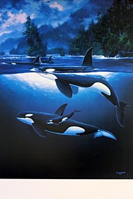 "NORTHERN WATERS" BY ROBERT WYLAND: "NORTHERN WATERS" BY ROBERT WYLAND, HAND SIGNED LIMITED EDITION SERIGRAPH, IMAGE SIZE: 18 3/4X25". ALL ITEMS COME UNFRAMED, FRAMING AVAILABLE AT ADDITIONAL COST. IN THE MANNER OF ROBERT WYLAND The mar