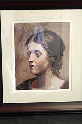 "OLGA" BY PABLO PICASSO: "OLGA" BY PABLO PICASSO,LIMITED EDITION SIGNED ORIGINAL LITHOGRAPH, ITEM SIZE: 18.5X20.5", THIS ITEM COMES FRAMED, THIS OFFER IS SPECIFIC TO THE ITEM. FRAMMING IS NORMALLY AN ADDITIONAL COST! IN THE M