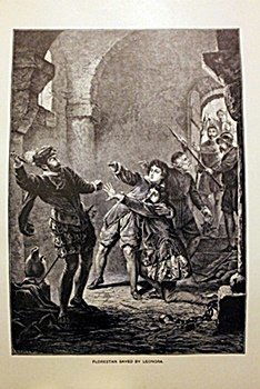 Florestan Saved by Leonora by Eugen Klimsch: Original Engraving, Florestan Saved by Leonora by Eugen Klimsch, approx. 11x8 in.