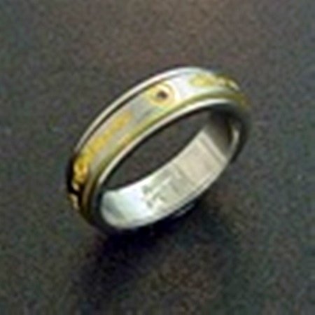 TITANIUM & DIAMOND ROTATING BAND RING: TITANIUM & DIAMOND ROTATING BAND RING SZ 8