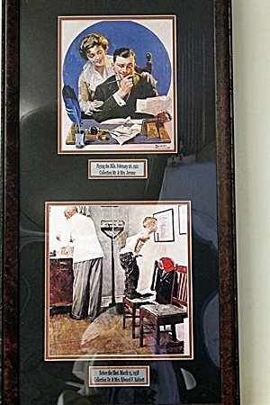 Framed 2-in-1 Norman Rockwell Lithographs: Attributed to Norman Rockwell 2-in-1 Framed Signed Limited Edition Lithographs "Paying the Bills" and "Pediatrician" Comes with COA