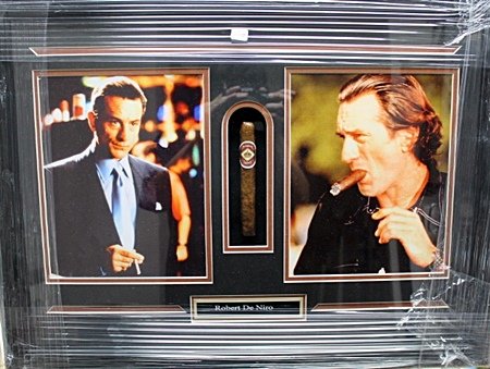 Framed Robert De Niro Memorabilia (41EO): Framed Robert De Niro Memorabilia with cigar approx. 18"x24" Each Item is Made one of a kind in the US to order and may vary slightly from image.