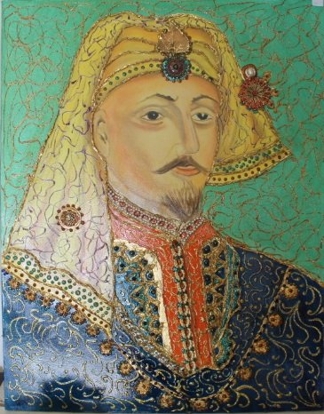 Original Untitled Canvas by William Verdult: Original signed oil on Canvas, bejeweled by William Verdult (The Duthmaster) approx. 22"x24" . seized by the FBI. All paper work included