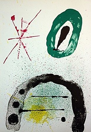 Joan Miro Original Signed Lithograph- "Ceramiques: Lithograph, In the Manner of Joan Miro, bearing the Signature, from - "Ceramiques Monumentales". Miro was the son of a watChmaking father and a goldsmith mother, he was exposed to the arts from a very