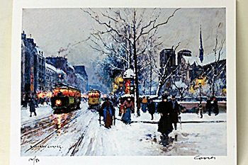 Limited Edition " Quai de Montebello, in Winter ": Limited Edition attributed to Edouard Cortès was born in Lagny, France on April 26, 1882. During his early lifetime, Paris was the center of the art world. Artist from across the globe traveled there