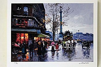 Limited Edition " Place de la Bastille " by Cortes.: Limited Edition attributed to Edouard Cortès was born in Lagny, France on April 26, 1882. During his early lifetime, Paris was the center of the art world. Artist from across the globe traveled there