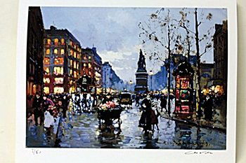 Limited Edition " Place de Clichy " by Cortes.: Limited Edition attributed to Edouard Cortès was born in Lagny, France on April 26, 1882. During his early lifetime, Paris was the center of the art world. Artist from across the globe traveled there