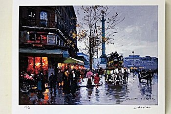 Limited Edition " Place de la Bastille " by Cortes.: Limited Edition attributed to Edouard Cortès was born in Lagny, France on April 26, 1882. During his early lifetime, Paris was the center of the art world. Artist from across the globe traveled there