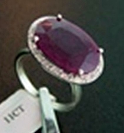 Genuine Ruby and Diamond Ring in Sterling Silver: 11 ctw. Genuine Ruby and Diamond Ring in Sterling Silver SIZE 7
