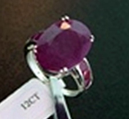 Genuine Ruby Sterling Silver Ring: 12 ctw. Genuine Ruby Sterling Silver Ring SIZE 7.5