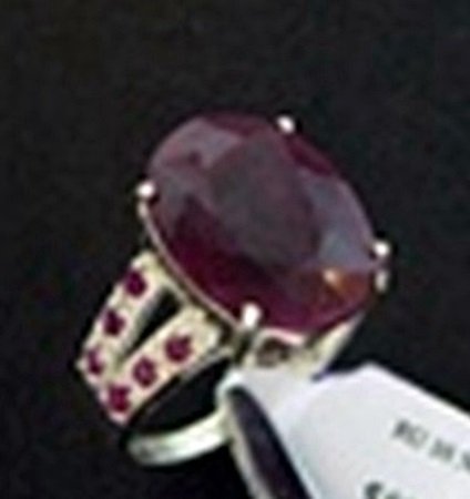 Genuine Ruby and Diamond Ring in Sterling Silver: Large 10.5 ct. Genuine Ruby and Diamond Ring in Sterling Silver SIZE 7.5