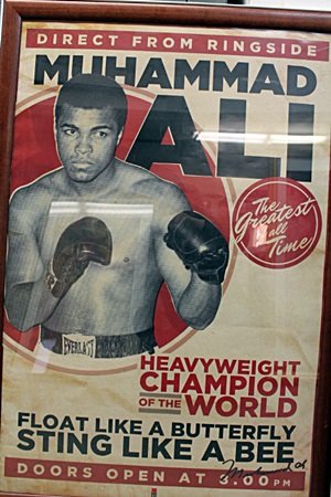 Muhammad Ali Signed Poster: Muhammad Ali Signed Poster comes framed. Approx 23"x35"