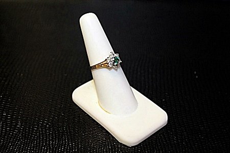 Fancy Rhodium 18 kt over Sterling Colombian Emerald &: Fancy Rhodium 18 kt over Sterling Colombian Emerald & Diamond Ring. Emerald approx .75 ct & Diamonds approx 1.27 cts VS1 - VS2 color I.
