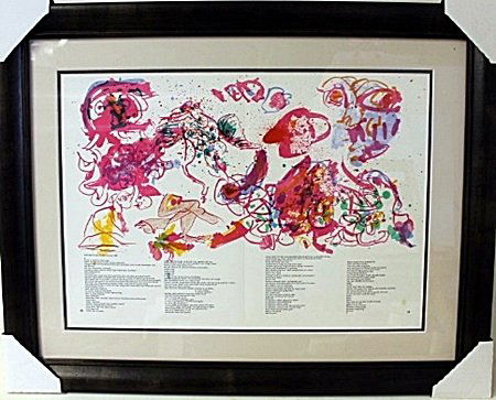 (ONE CENT LIFE portfolio) By Pierre Alechinsky: Beautifully framed, double matted original lithograph from (One Cent Life) Published 1965 by Pierre Alechinsky (born 19 October 1927) is a Belgian artist. He has lived and worked in France since 1951.