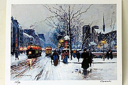 Limited Edition " Quai de Montebello, in Winter " (15O): Limited Edition By Edouard Cortès was born in Lagny, France on April 26, 1882. During his early lifetime, Paris was the center of the art world. Artist from across the globe traveled there to study a