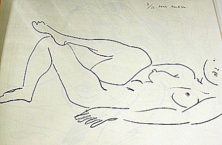 LITHOGRAPH BY ARTIST HENRI MATISSE: LITHOGRAPH BY HENRI MATISSE, BEARING THE SIGNATURE IN A LIMITED EDITION TITLED "ETUDE DE JAMBERS IV (DEMI-LUNE)", CIRCA 1925. Matisse’s discovery of his true profession came about in an unusual mann