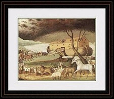NOAH'S ARK BY EDWARD HICKS: LITHOGRAPH, IMAGE SIZE: 20X16", FRAMED: 29 7/8X25 7/8"ALL ITEMS COME UNFRAMED, FRAMING AVAILABLE AT ADDITIONAL COST.