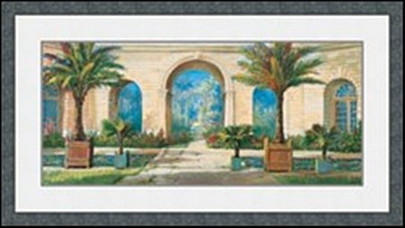 VERSAILLES PALMS BY EVER GREENE PAINTING STUDIOS: LITHOGRAPH, IMAGE SIZE; 36X16", FRAMED: 45 13/16X25 13/16"ALL ITEMS COME UNFRAMED, FRAMING AVAILABLE AT ADDITIONAL COST.