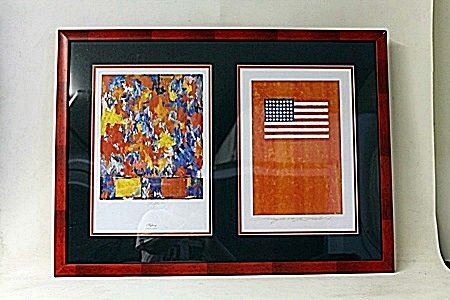 Framed 2-in-1 Jasper Johns and Picasso Lithographs: By Jasper Johns 2-in-1 Framed Signed Limited Edition Lithographs "Warhol" and "Pop Art" Comes with COA