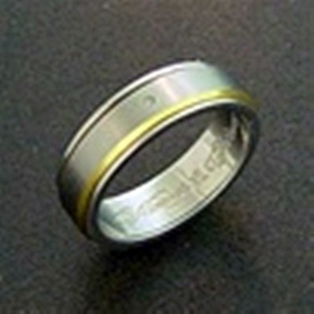 TITANIUM & DIAMOND ROTATING BAND RING: TITANIUM & DIAMOND ROTATING BAND RING SIZE 10.5