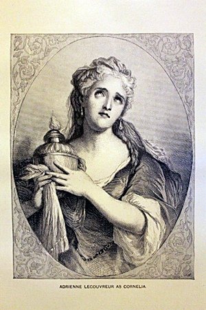 Adrienne Lecouvreur as Cornelia By Antoine Coypel: Original Engraving, Adrienne Lecouvreur as Cornelia By Antoine Coypel, approx. 11x8 in.