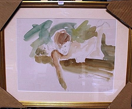 Framed By Norman Rockwell-Fishing Watercolor (90BO): Attributed to Norman Rockwell-Fishing Watercolor on paper approx. 16"x19" comes with coa. Rockwell was a 20th-century American painter and illustrator. His works enjoy a broad popular appeal in the Un