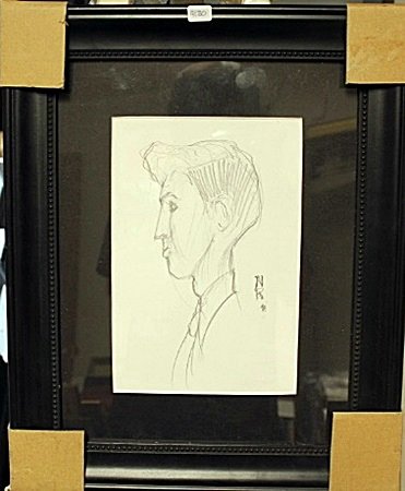 Framed By Norman Rockwell-Untitled (91BO): Attributed to Norman Rockwell-Untitled Pencil on paper approx. 16"x13" comes with coa. Rockwell was a 20th-century American painter and illustrator. His works enjoy a broad popular appeal in the Unite
