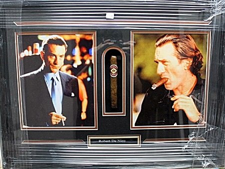 Framed Robert De Niro Memorabilia (41EO): Framed Robert De Niro Memorabilia with cigar approx. 18"x24" Each Item is Made one of a kind in the US to order and may vary slightly from image.