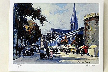 Limited Edition " Scene de Village " By Cortes. (25O): Limited Edition By Edouard Cortès was born in Lagny, France on April 26, 1882. During his early lifetime, Paris was the center of the art world. Artist from across the globe traveled there to study a