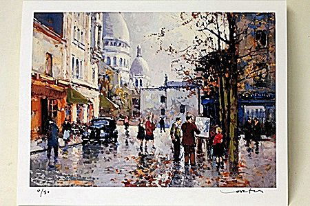 Limited Edition " Place du Tertre " By Cortes. (29O): Limited Edition By Edouard Cortès was born in Lagny, France on April 26, 1882. During his early lifetime, Paris was the center of the art world. Artist from across the globe traveled there to study a