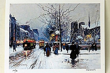Limited Edition " Quai de Montebello, in Winter " (15O): Limited Edition By Edouard Cortès was born in Lagny, France on April 26, 1882. During his early lifetime, Paris was the center of the art world. Artist from across the globe traveled there to study a
