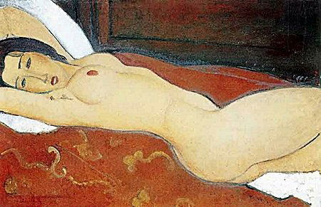 Reclining Nude Limited Editions-By Amadeo Modigliani: Lithograph 31" x 19" During the early 1900s in Paris, the Italianpainter and sculptor Amedeo Modigliani, (1884-1920), developed a unique style.